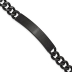 Men's Brushed and Polished Black Stainless Steel ID Bracelet 9mm