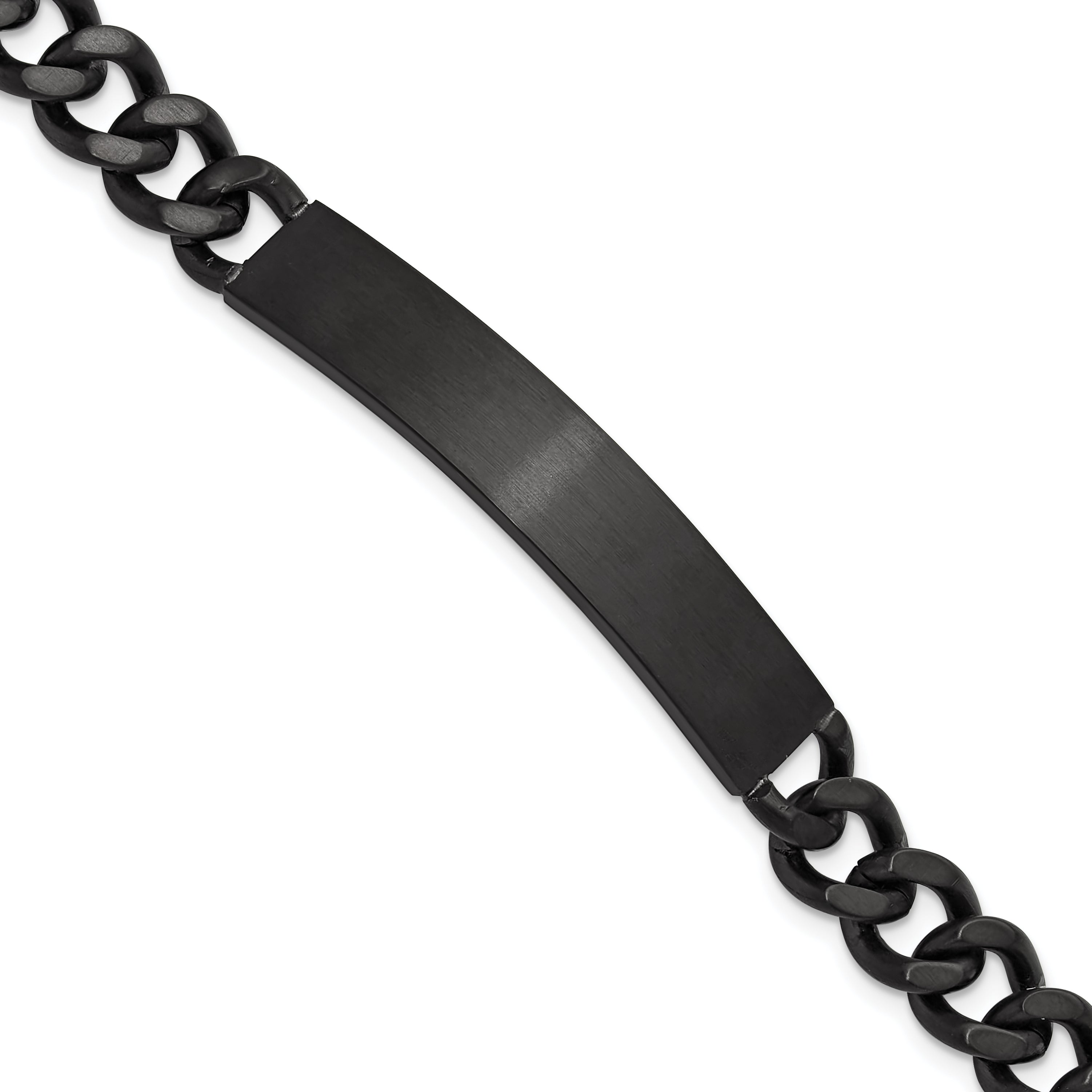 Men's Brushed and Polished Black Stainless Steel ID Bracelet 9mm