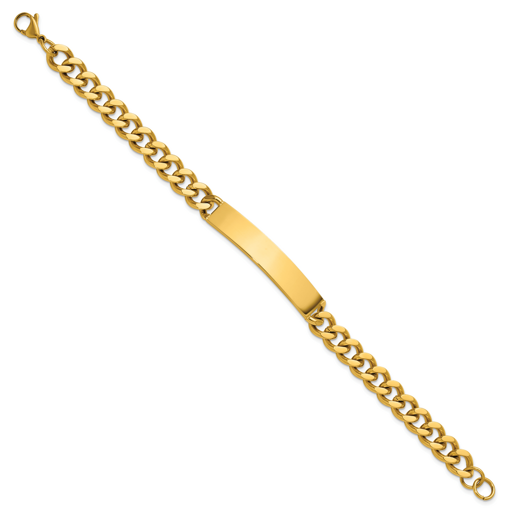 Men's Polished Gold-Tone Stainless Steel ID Bracelet 9mm