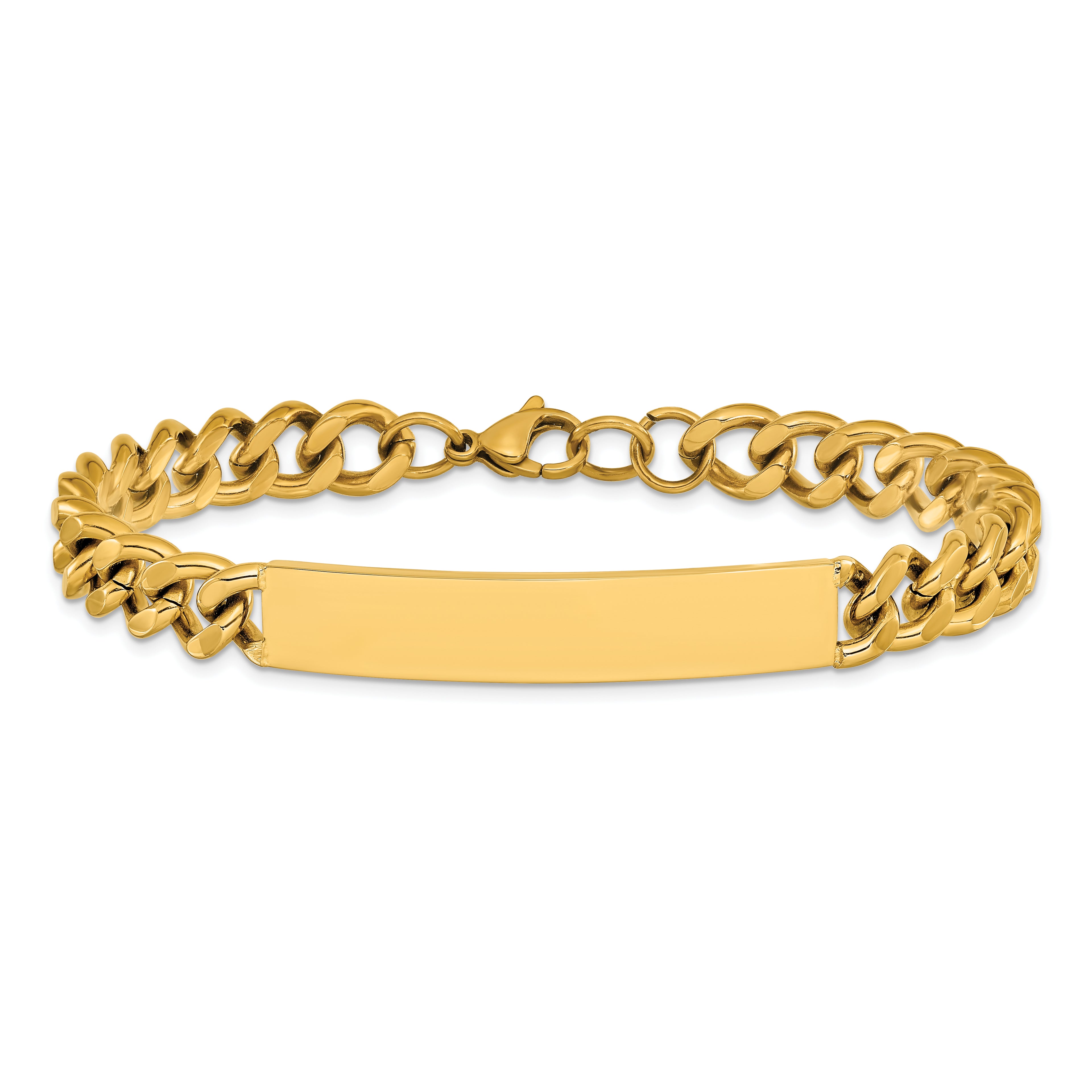 Men's Polished Gold-Tone Stainless Steel ID Bracelet 9mm