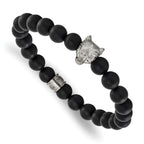 Men's Polished Black Agate Stainless Steel Bracelet 8mm