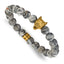 Men's Gold-Tone Antiqued Grey Jasper Stainless Steel Bracelet 9mm
