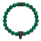 Men's Black Ion-Plated Polished Malachite Stainless Steel Bracelet 8mm
