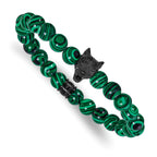 Men's Black Ion-Plated Polished Malachite Stainless Steel Bracelet 8mm
