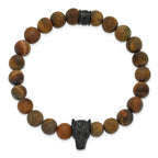 Men's Gold-Tone Polished Brown Tiger's Eye Stainless Steel Bracelet 8.5mm