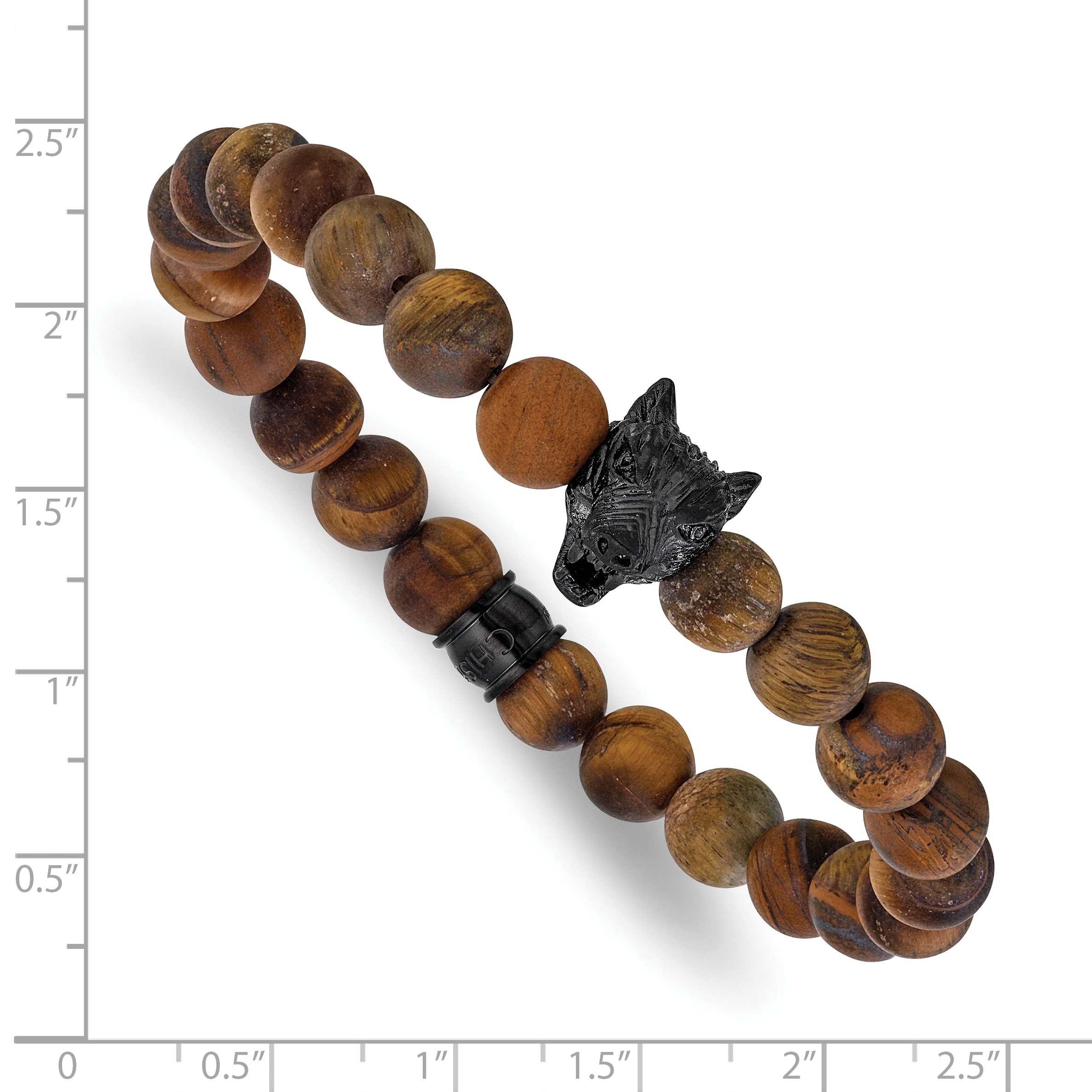 Men's Gold-Tone Polished Brown Tiger's Eye Stainless Steel Bracelet 8.5mm