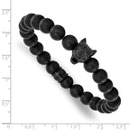 Men's Black Ion-Plated Polished Agate Stainless Steel Bracelet 8mm