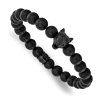 Men's Black Ion-Plated Polished Agate Stainless Steel Bracelet 8mm