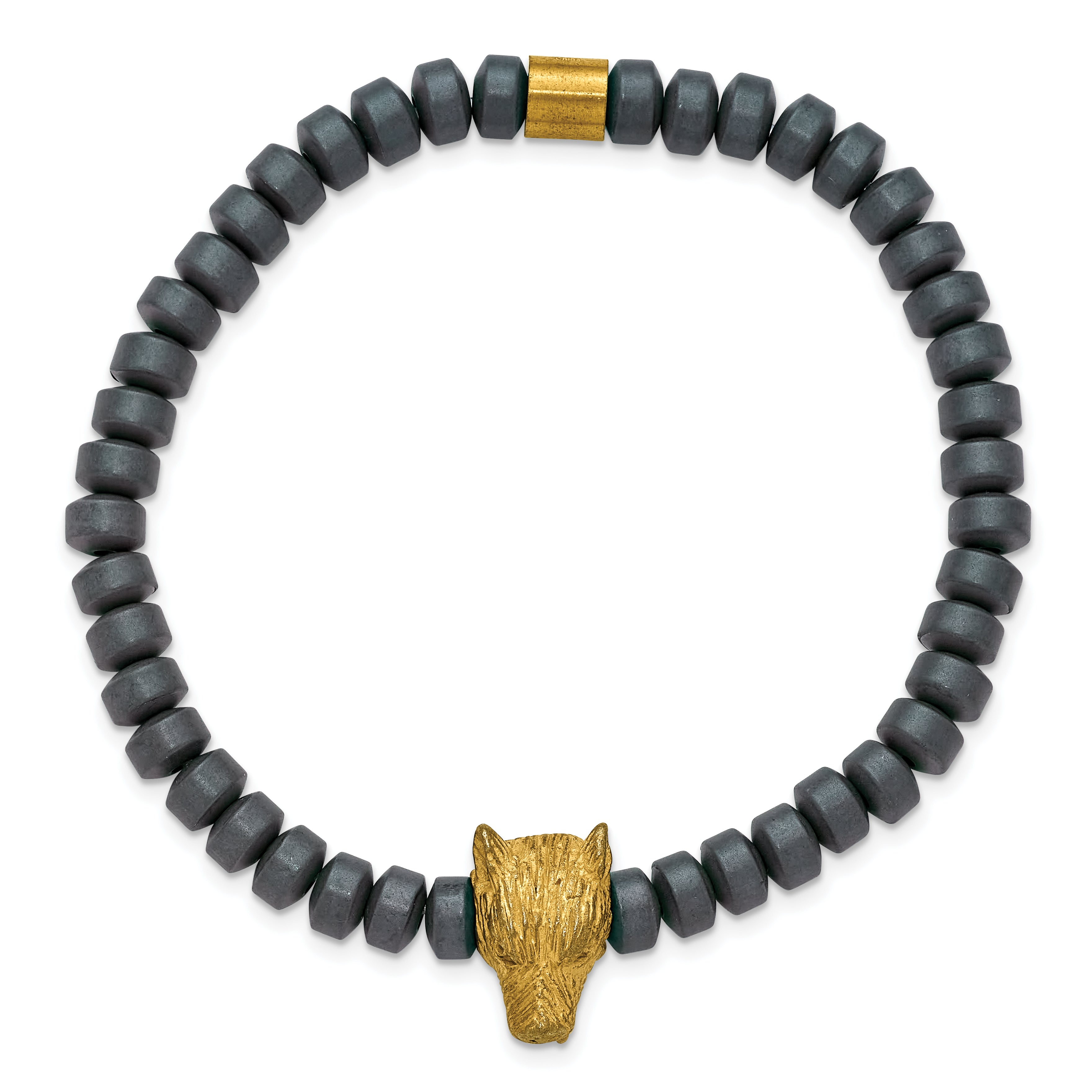 Men's Gold-Tone Antiqued Grey Hematite Stainless Steel Bracelet 6mm