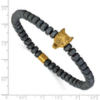 Men's Gold-Tone Antiqued Grey Hematite Stainless Steel Bracelet 6mm