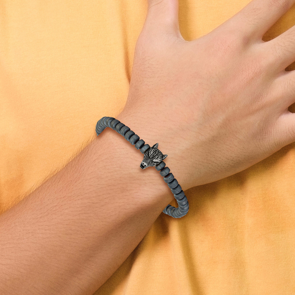 Men's Antiqued Grey Hematite Stainless Steel Bracelet 6mm