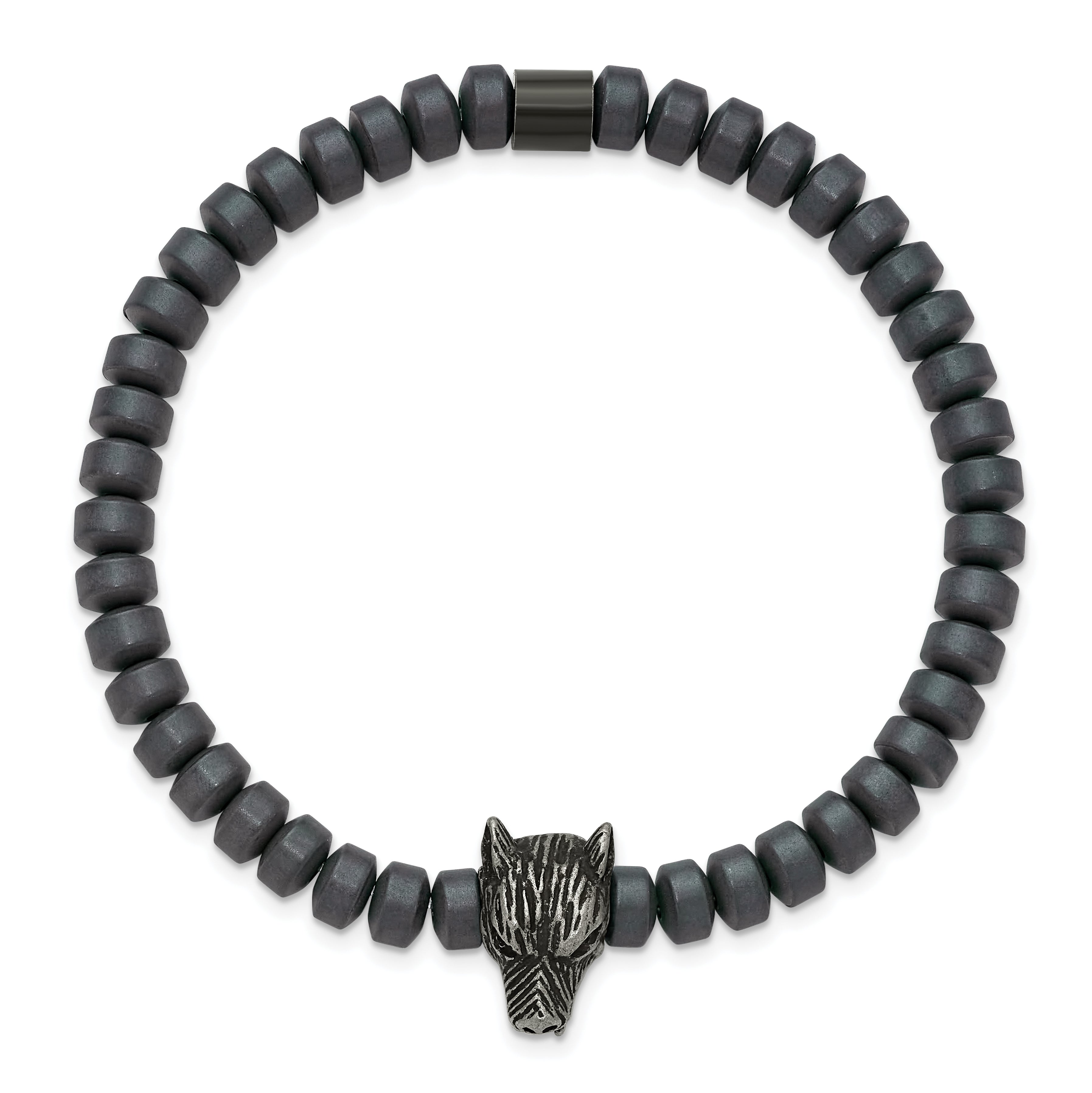 Men's Antiqued Grey Hematite Stainless Steel Bracelet 6mm Secondary image