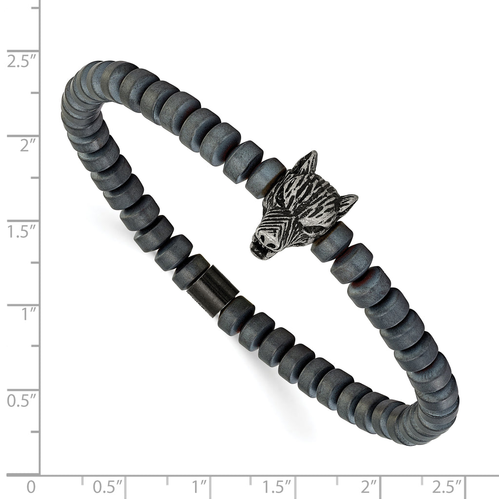 Men's Antiqued Grey Hematite Stainless Steel Bracelet 6mm