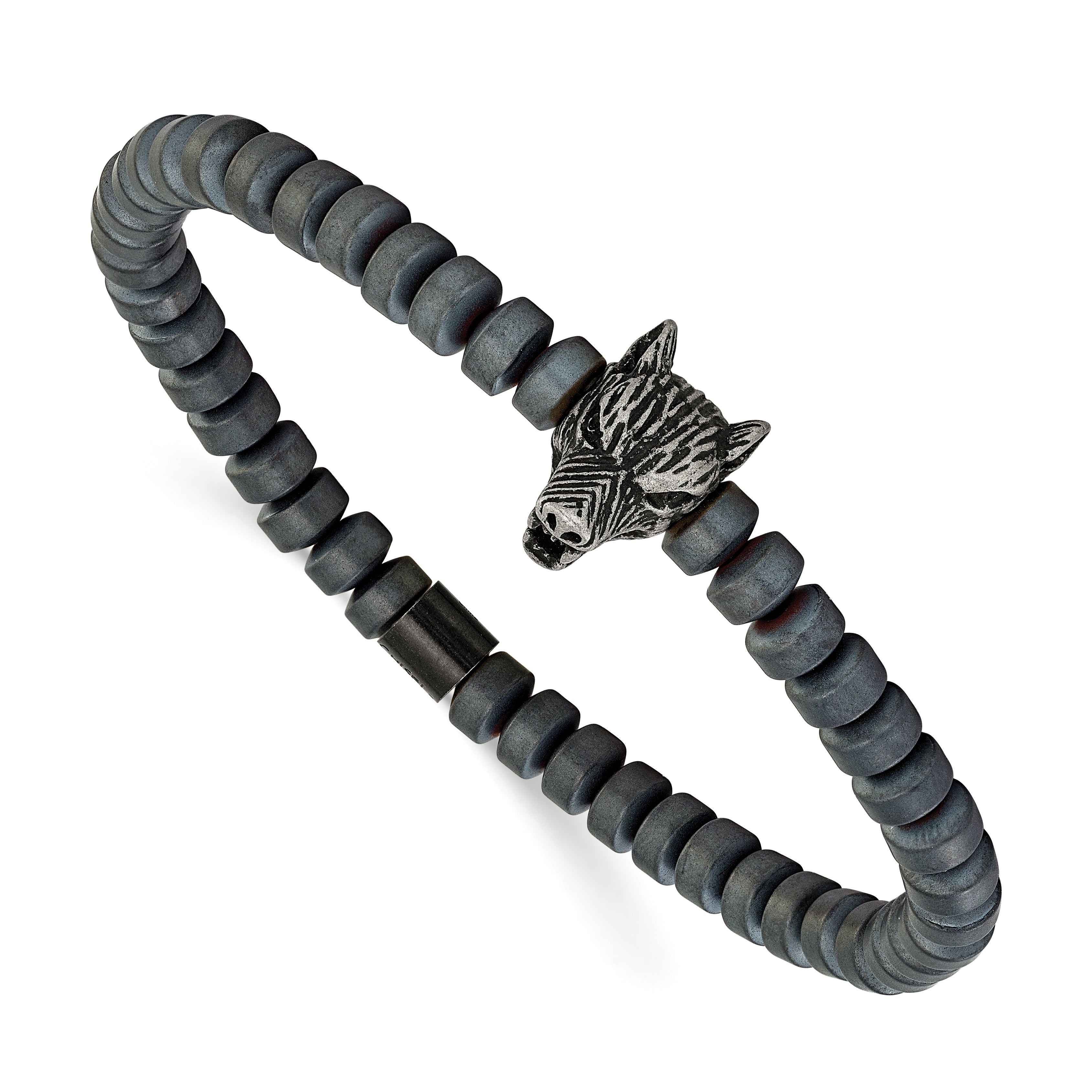 Men's Antiqued Grey Hematite Stainless Steel Bracelet 6mm Main image