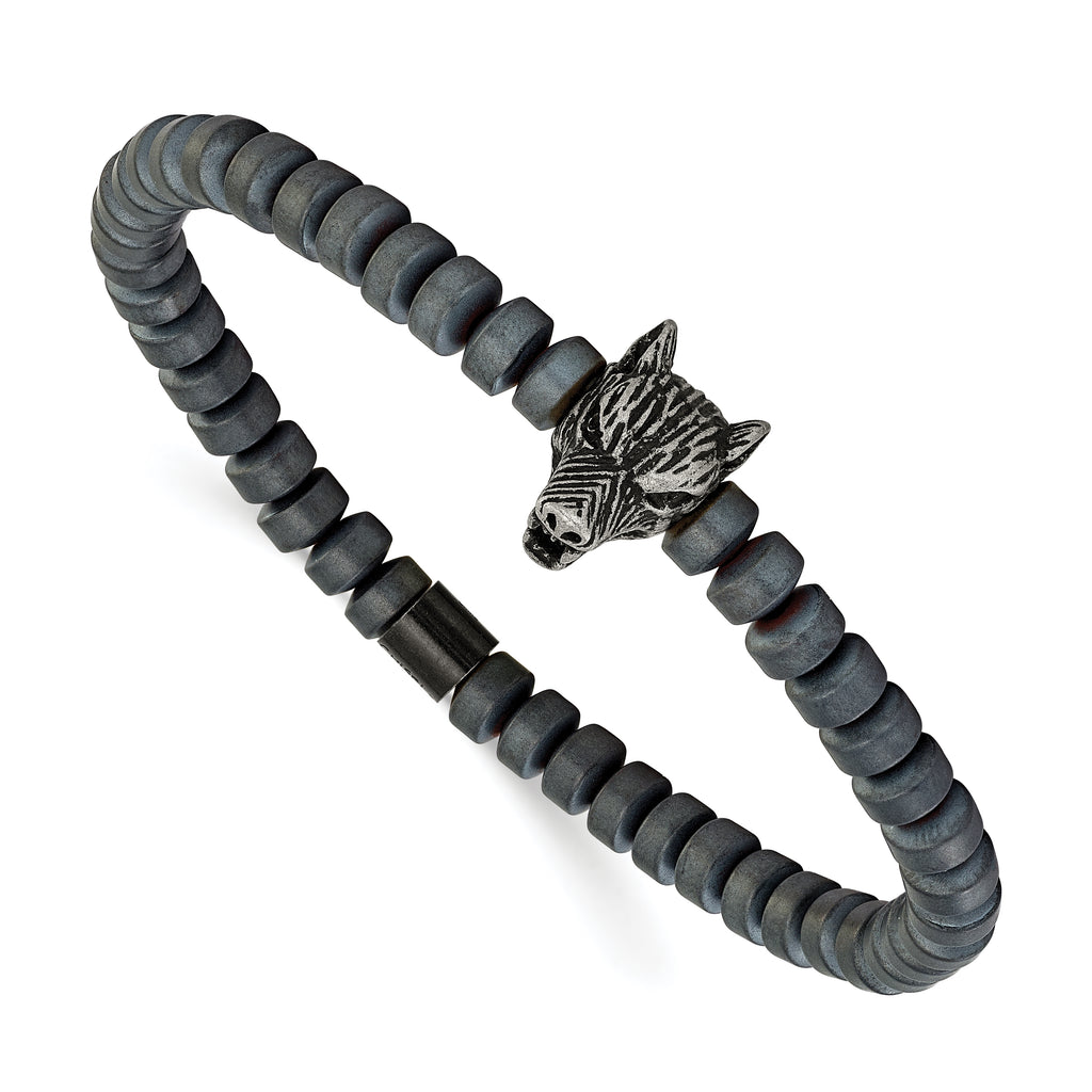 Men's Antiqued Grey Hematite Stainless Steel Bracelet 6mm