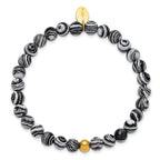 Gold-Tone Polished Black Agate Stainless Steel Bracelet 6.5mm