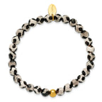 Gold-Tone Polished Black Agate Stainless Steel Bracelet 6mm 6.25in