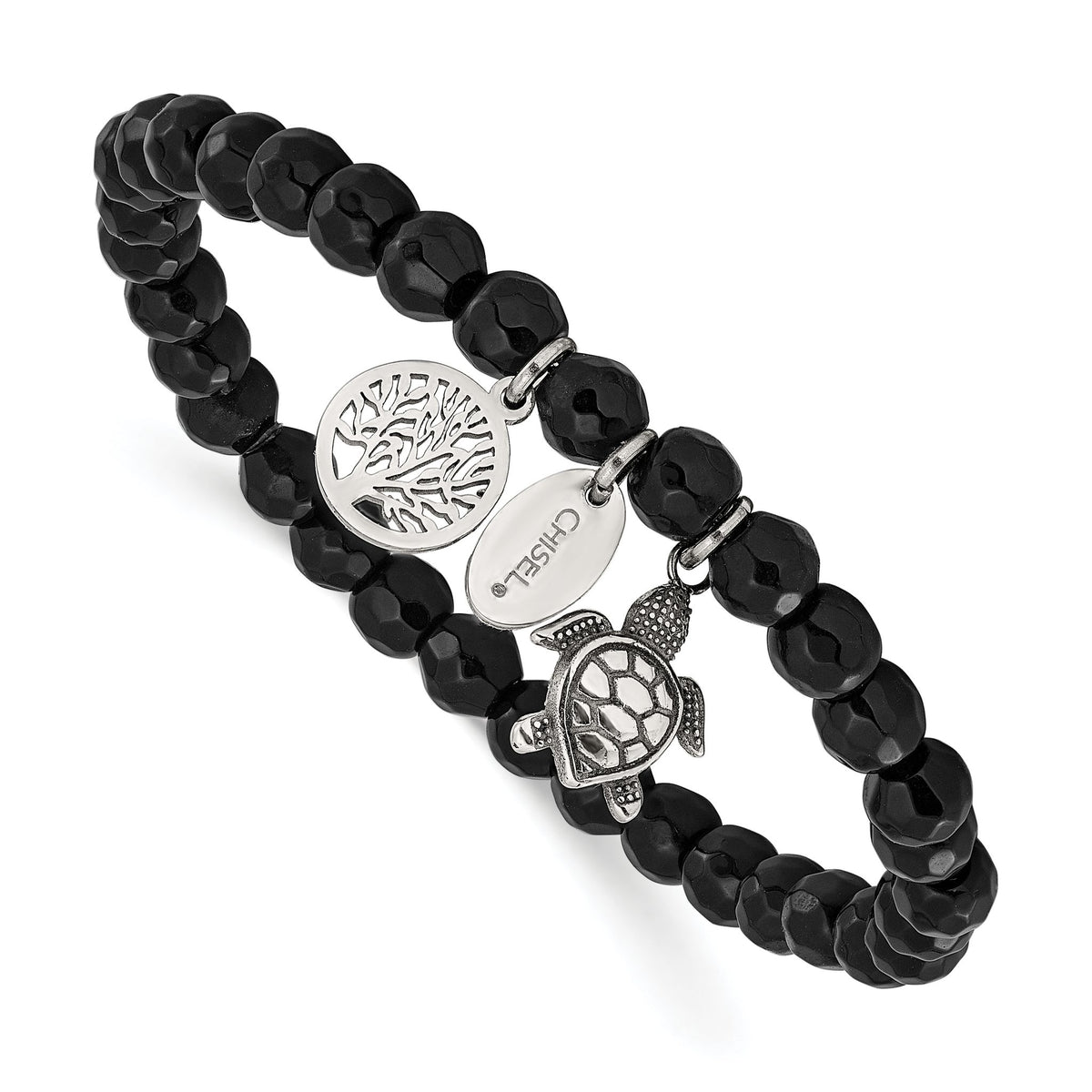 Chisel Tree of Life Agate Beaded Bracelet in Stainless Steel, 6mm, 6.2 Inch - Sophia Jewelers Main image
