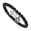Antiqued Black Agate Tree of Life Stainless Steel Bracelet 6mm