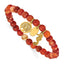 Gold-Tone Polished Red Agate Tree of Life Stainless Steel Bracelet 6mm