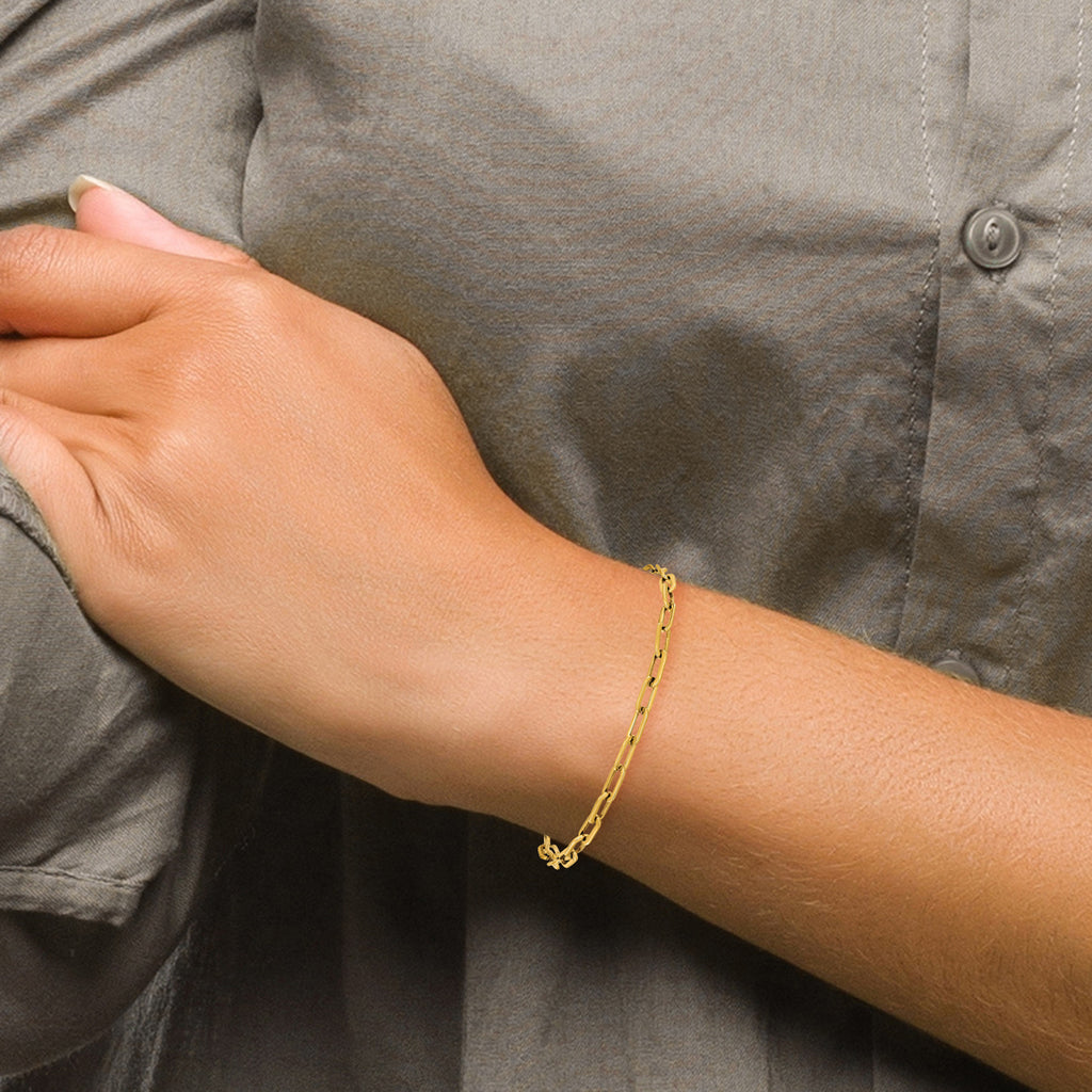 Polished Gold-Tone Stainless Steel Paperclip Chain Bracelet 4.3mm