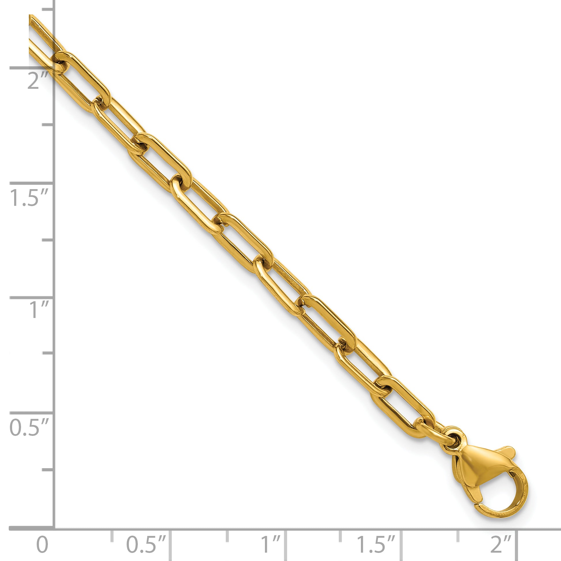 Polished Gold-Tone Stainless Steel Paperclip Chain Bracelet 4.3mm