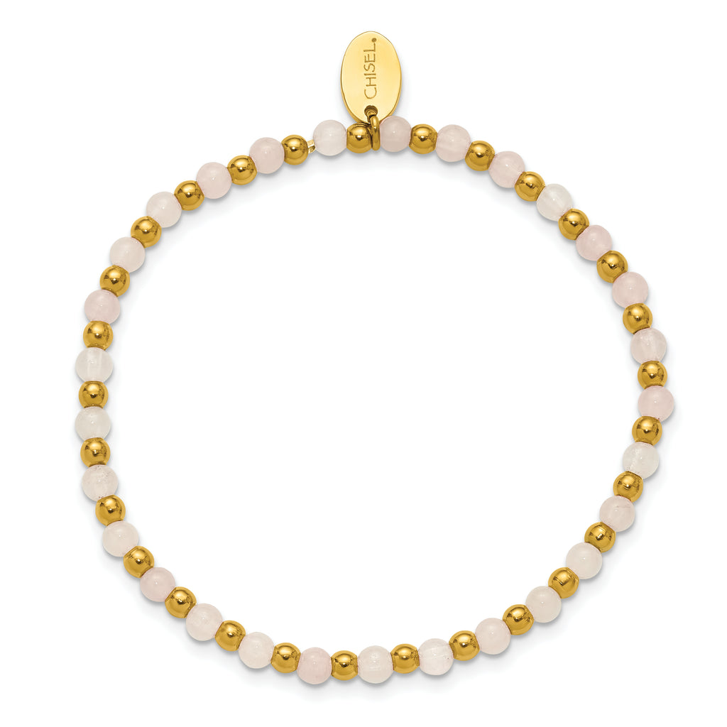 Gold-Tone Polished Pink Other Quartz Stainless Steel Bracelet 3.6mm