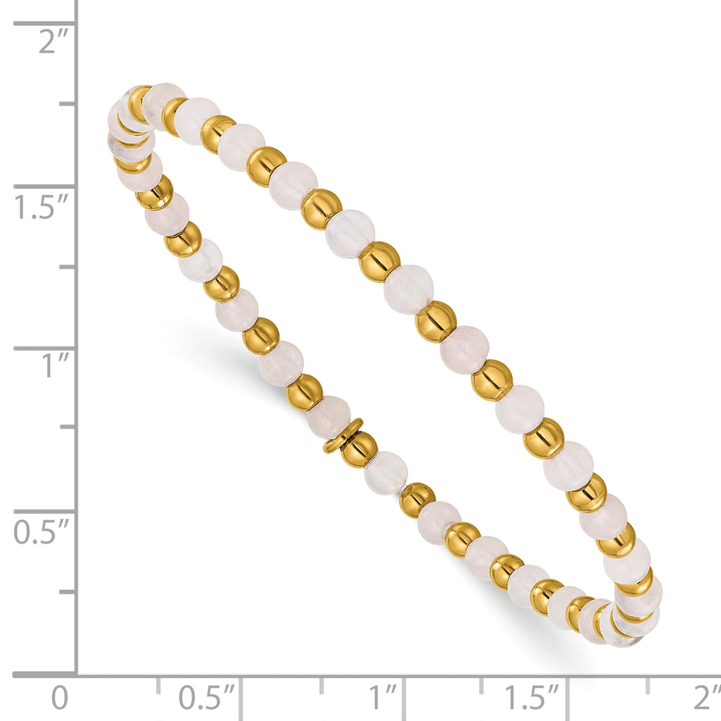 Gold-Tone Polished Pink Other Quartz Stainless Steel Bracelet 3.6mm