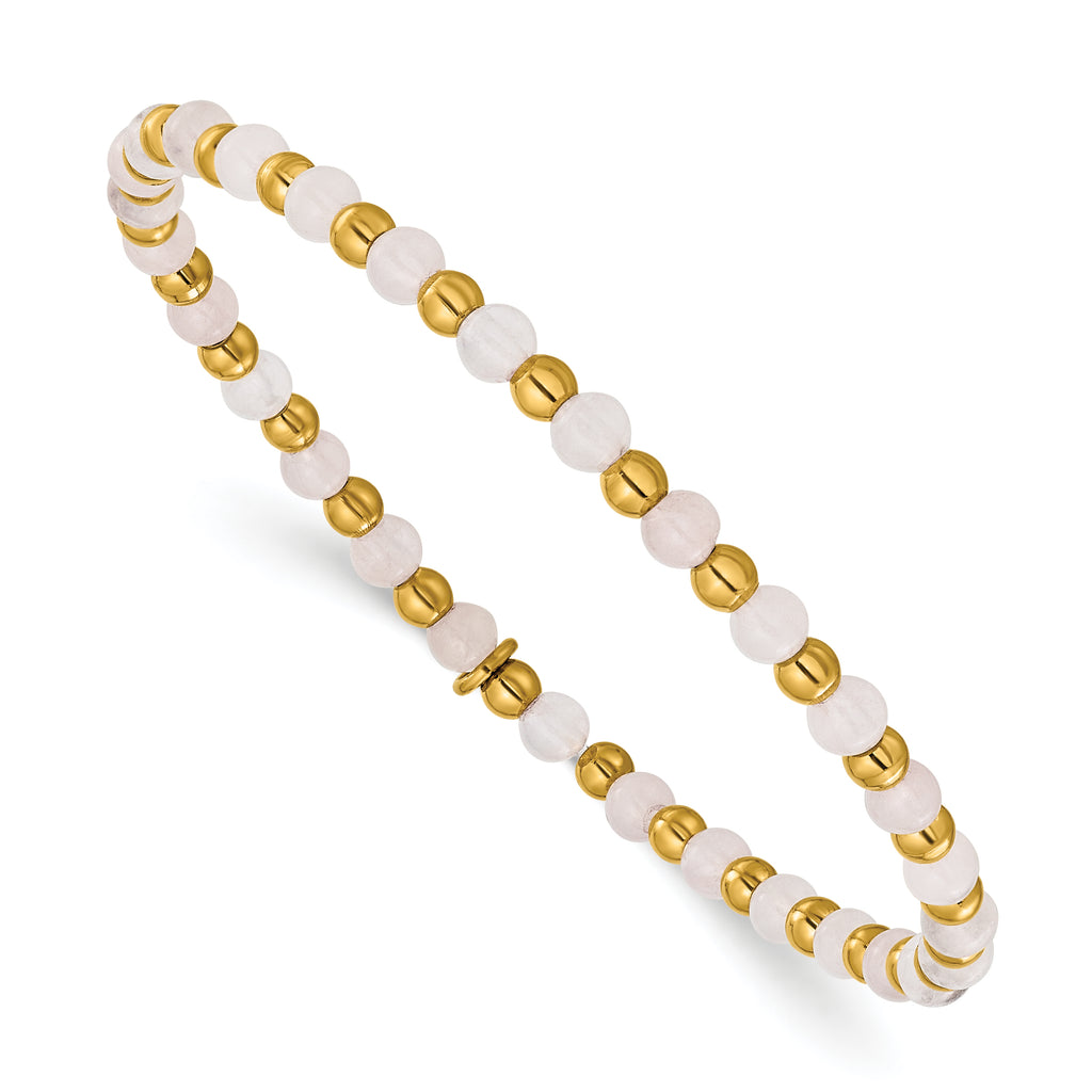Gold-Tone Polished Pink Other Quartz Stainless Steel Bracelet 3.6mm