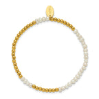 Gold-Tone Polished Freshwater Cultured Pearl Stainless Steel Bracelet 3.5mm