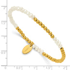 Gold-Tone Polished Freshwater Cultured Pearl Stainless Steel Bracelet 3.5mm