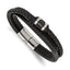 Men's Polished Leather Stainless Steel Bracelet 5.4mm