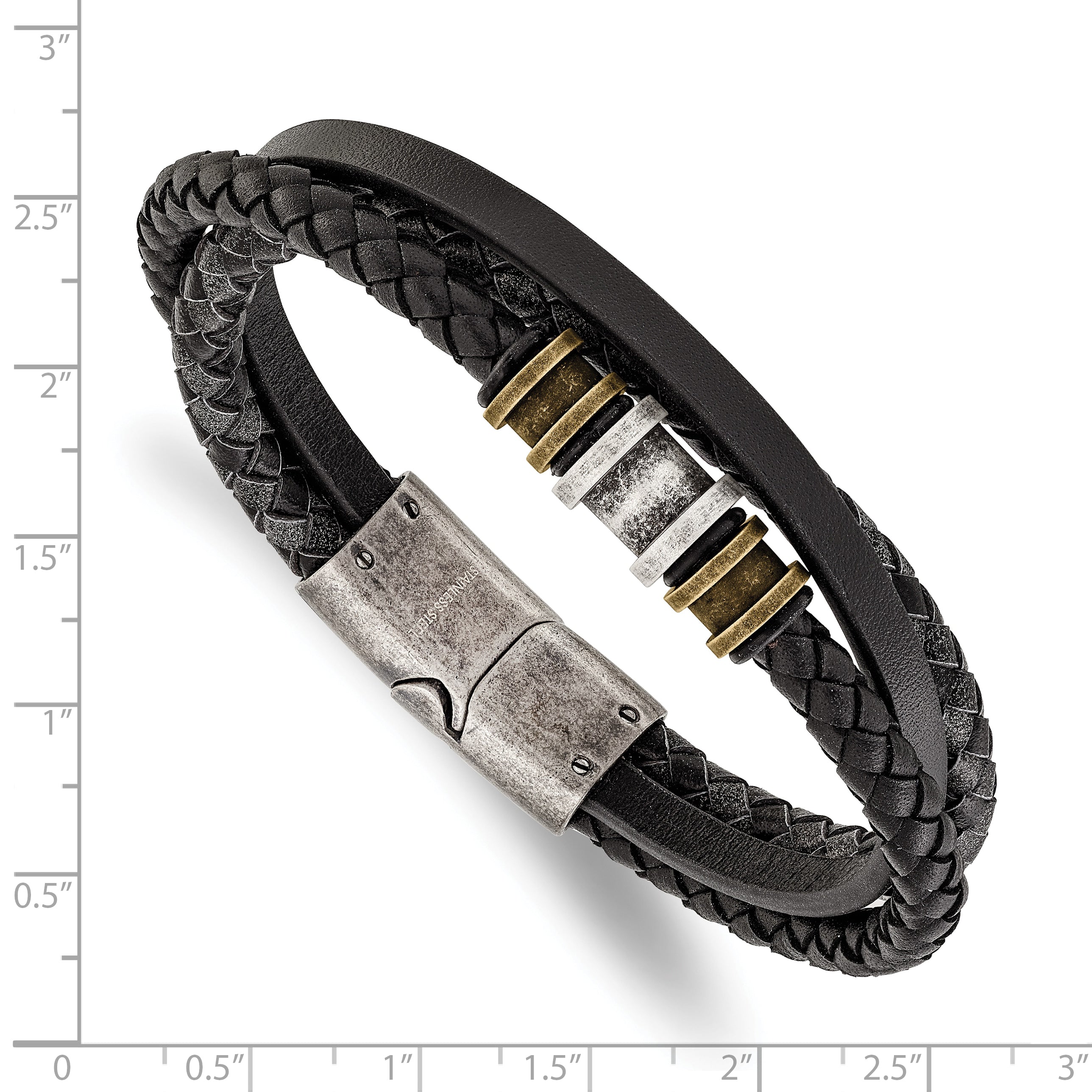 Men's Antiqued Braided Stainless Steel Bracelet 5.4mm