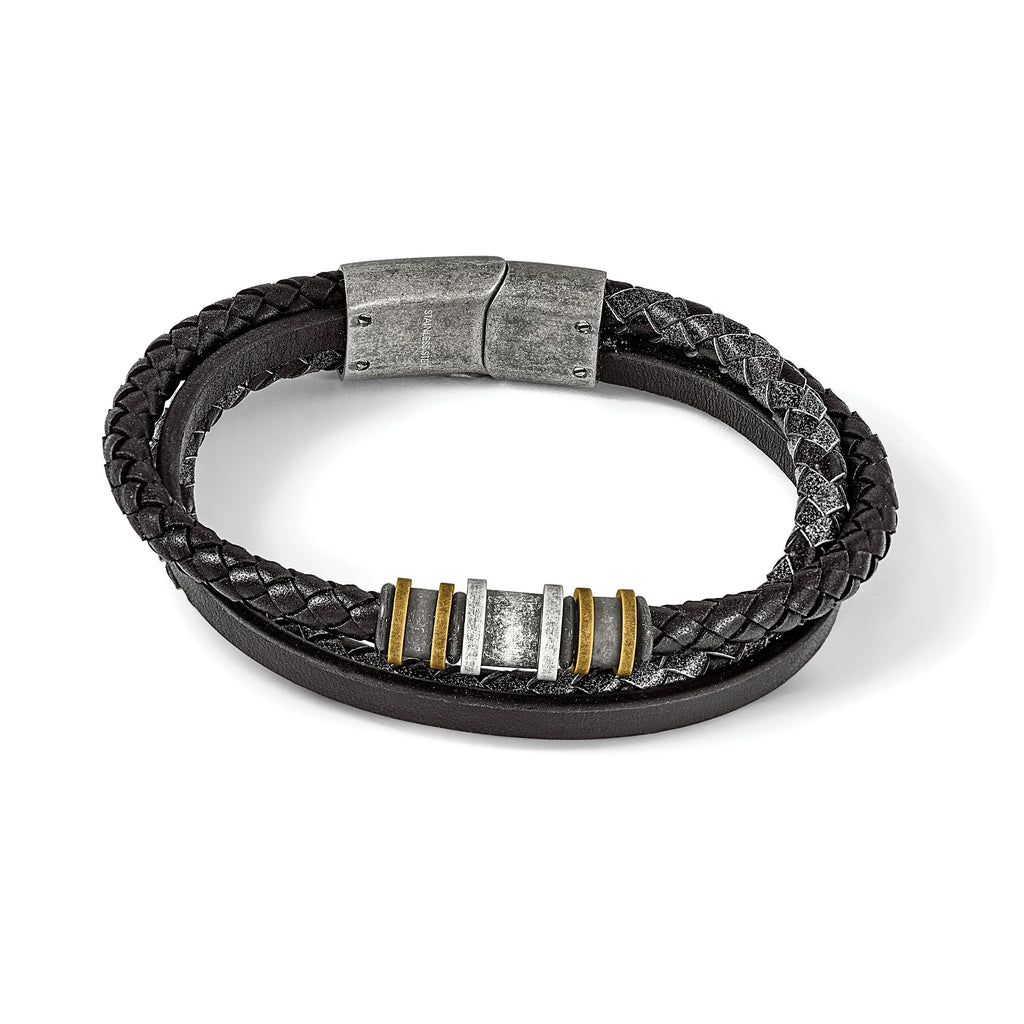 Men's Antiqued Braided Stainless Steel Bracelet 5.4mm