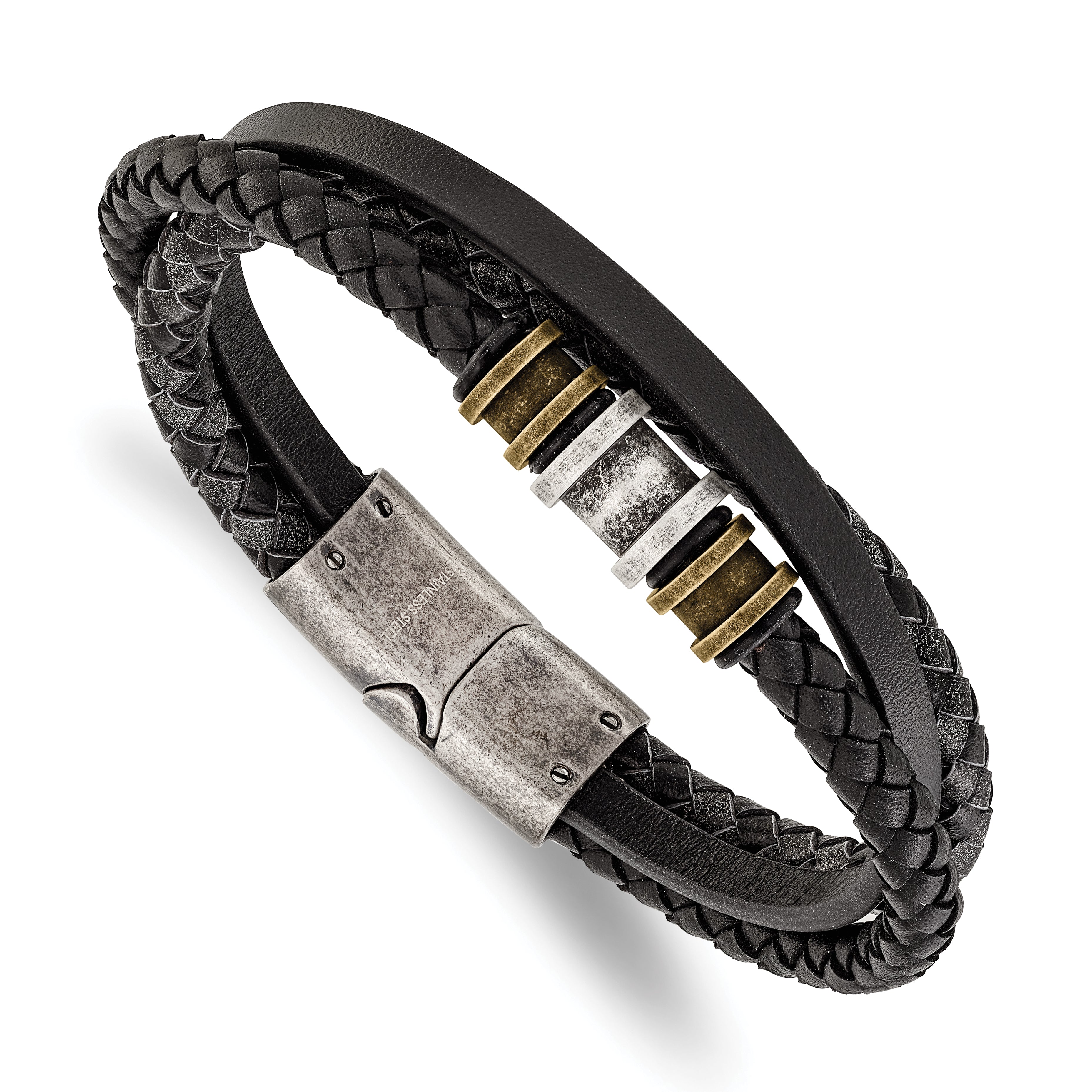 Men's Antiqued Braided Stainless Steel Bracelet 5.4mm Main image