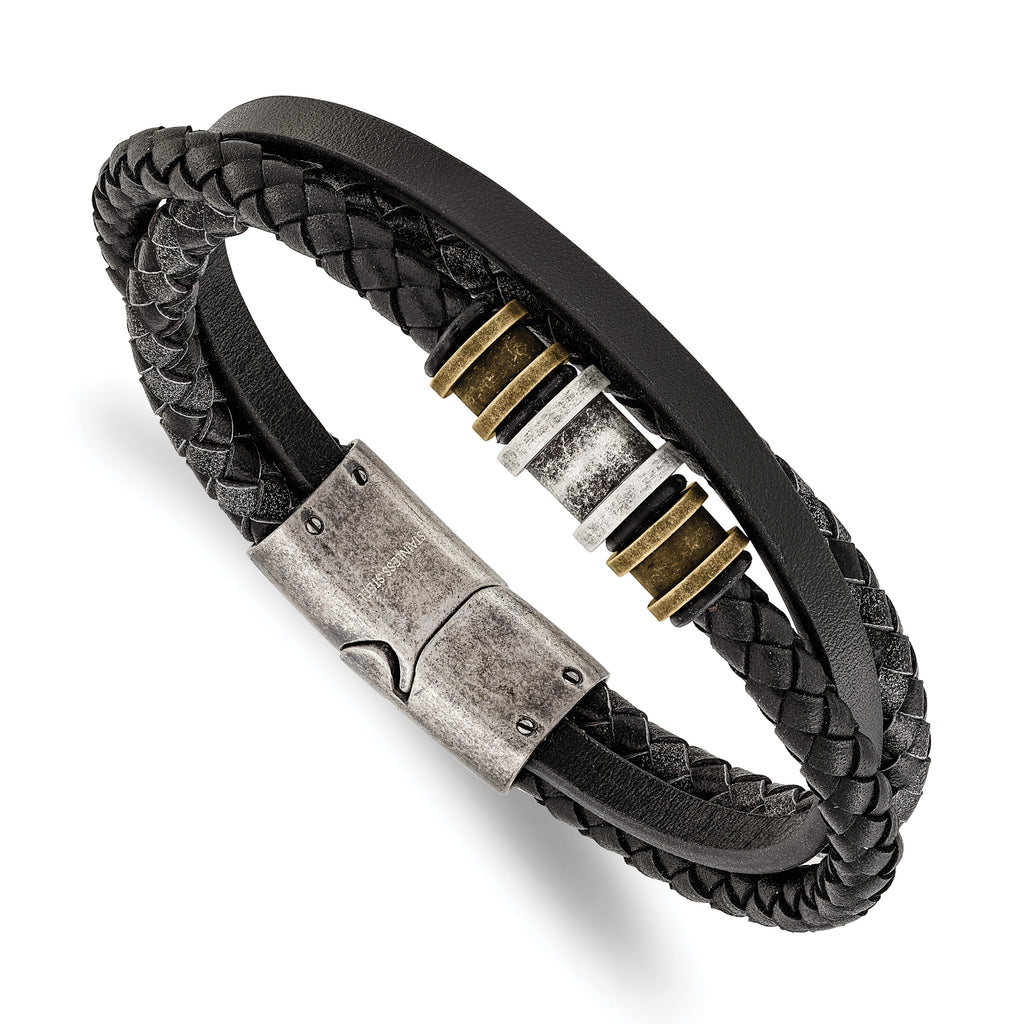Men's Antiqued Braided Stainless Steel Bracelet 5.4mm
