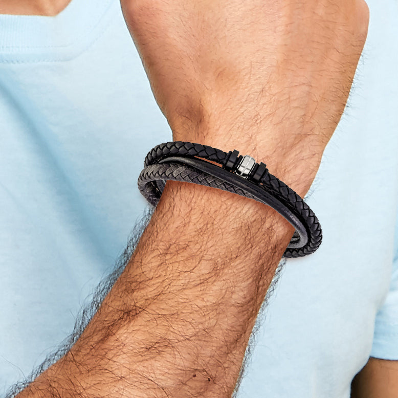 Men's Polished Braided Stainless Steel Bracelet 5.4mm
