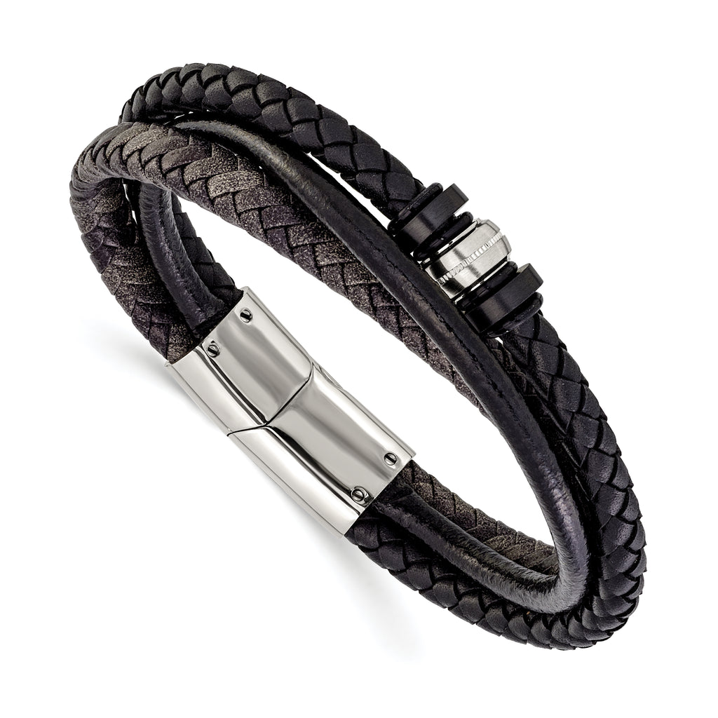 Men's Polished Braided Stainless Steel Bracelet 5.4mm