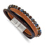 Men's Polished Leather Stainless Steel Bracelet 6mm