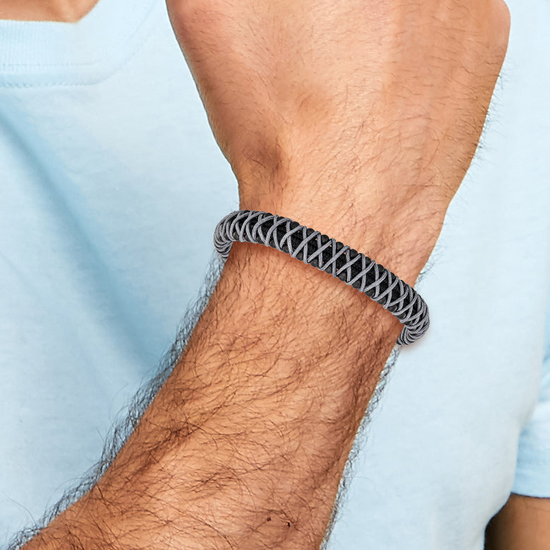 Men's Brushed Black Stainless Steel Bracelet 10.6mm
