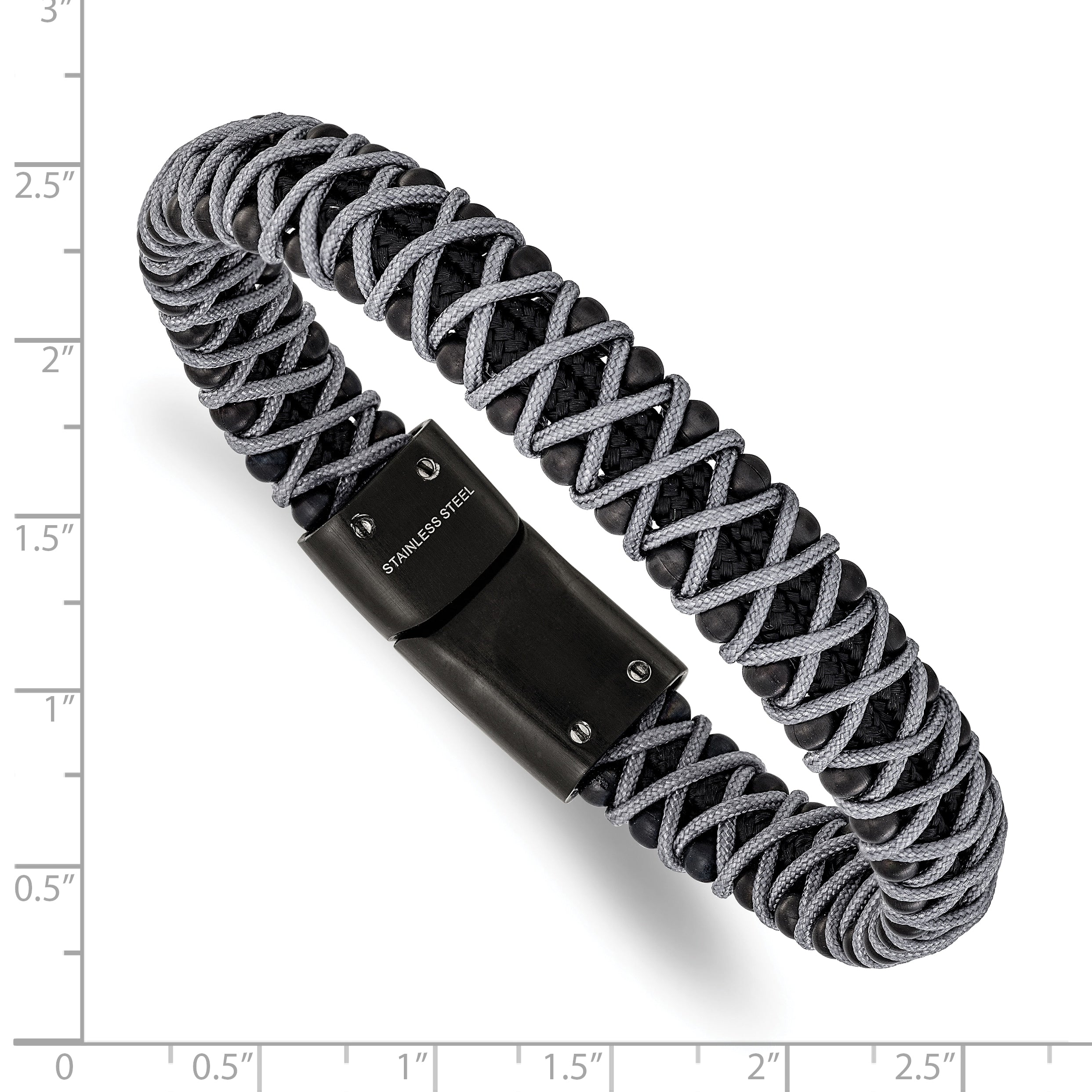 Men's Brushed Black Stainless Steel Bracelet 10.6mm