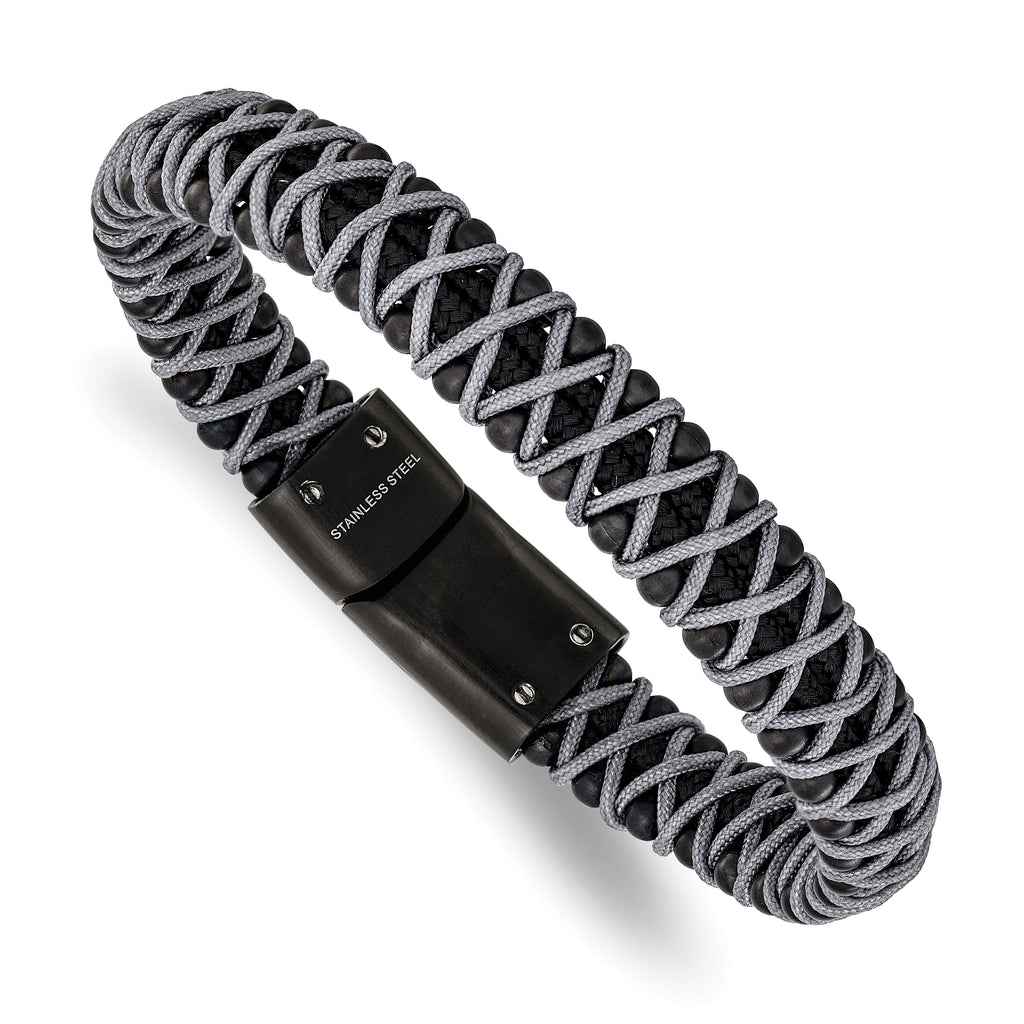 Men's Brushed Black Stainless Steel Bracelet 10.6mm