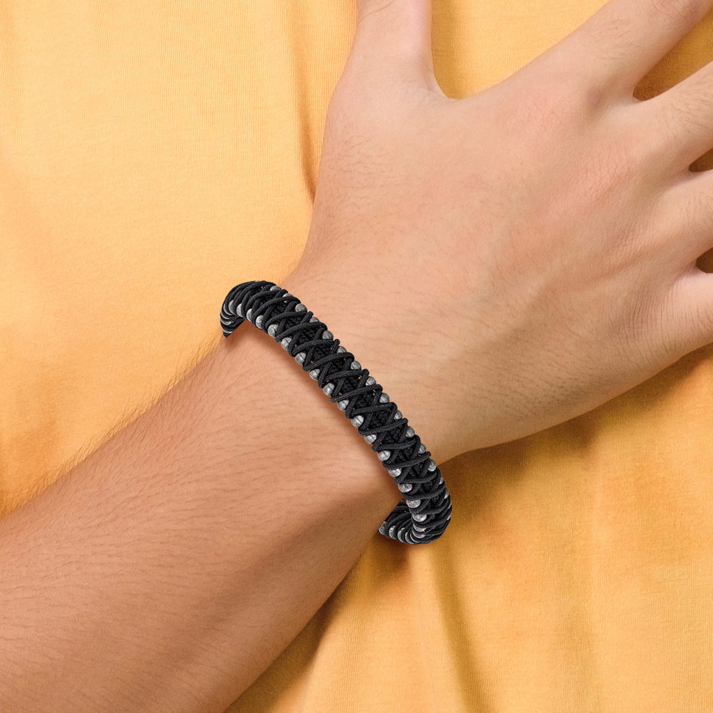 Men's Brushed Black Stainless Steel Bracelet 10.6mm 8.5in