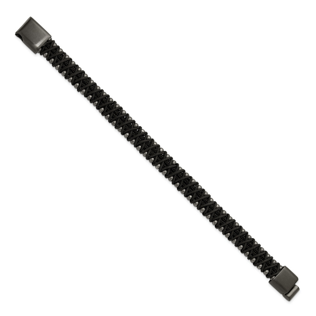 Men's Brushed Black Stainless Steel Bracelet 10.6mm 8.5in