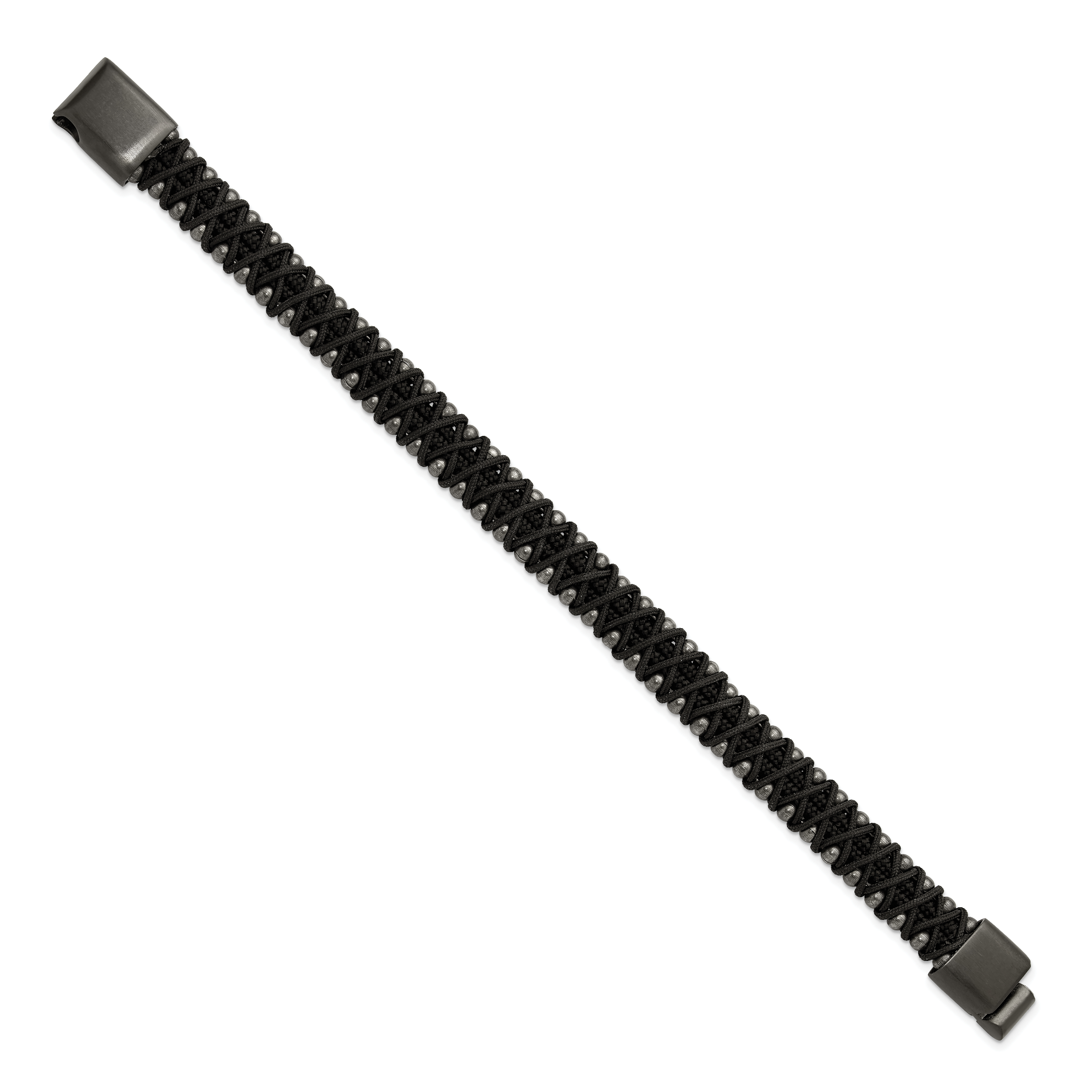 Men's Brushed Black Stainless Steel Bracelet 10.6mm 8.5in