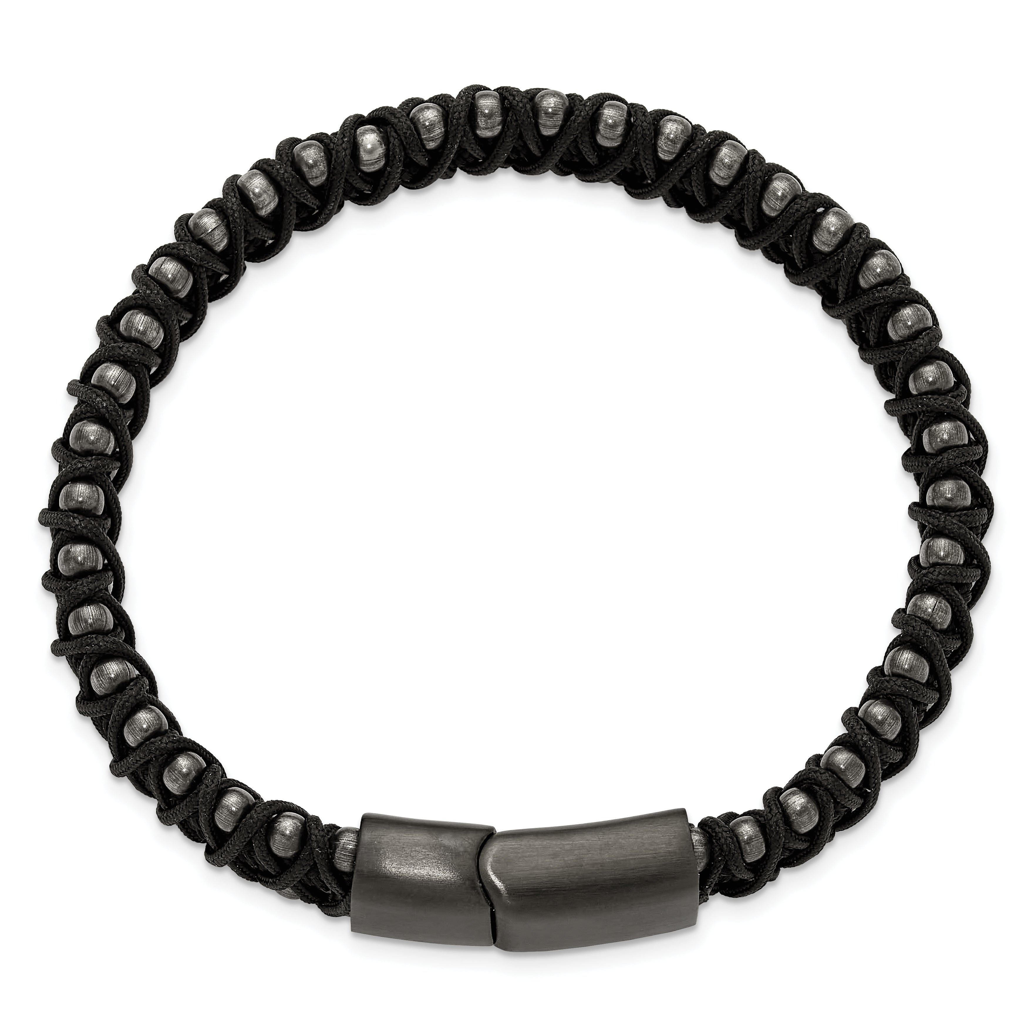 Men's Brushed Black Stainless Steel Bracelet 10.6mm 8.5in