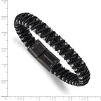 Men's Brushed Black Stainless Steel Bracelet 10.6mm 8.5in