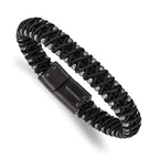 Men's Brushed Black Stainless Steel Bracelet 10.6mm 8.5in