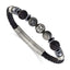 Men's Brushed Grey Hematite Leather Stainless Steel Bracelet 6mm