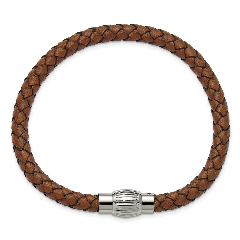 Men's Polished Woven Stainless Steel Bracelet 6mm